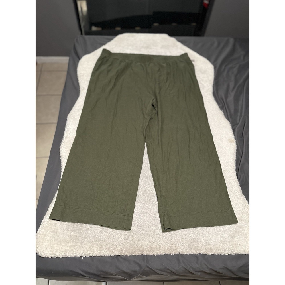 New Old Navy High Rise Wide Leg Plus Size 3X Green Jogger Pants Pockets Linen